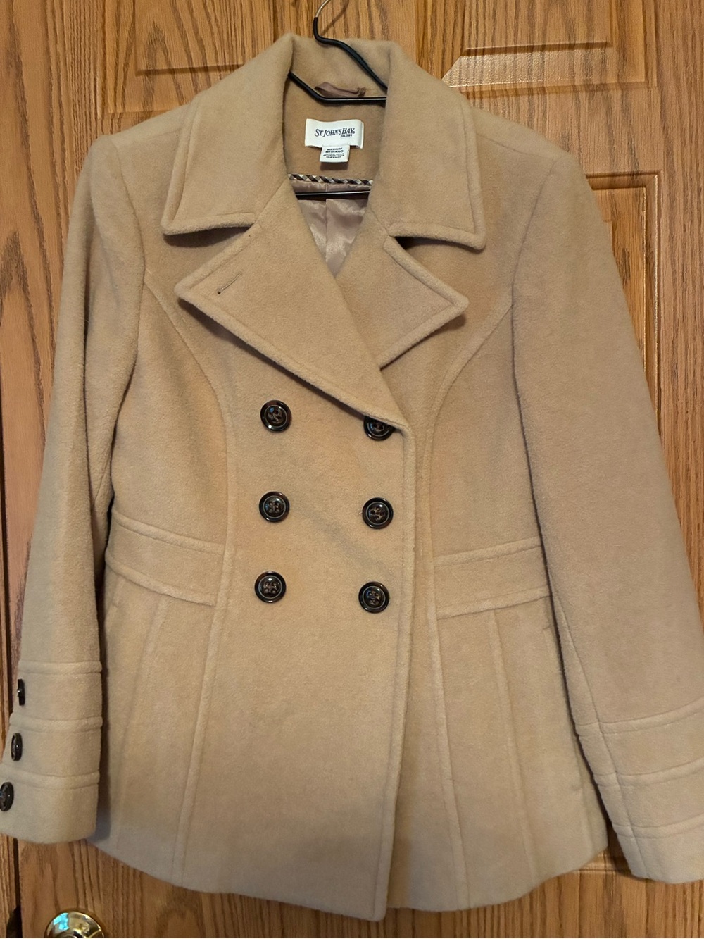 St. John's Bay Women's Double-Breasted Peacoat - Camel